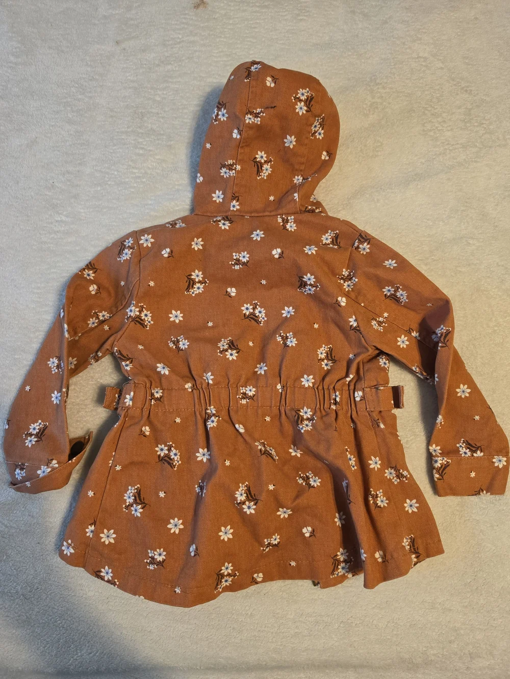 Girls' Floral Hooded Jacket in Rust 2T